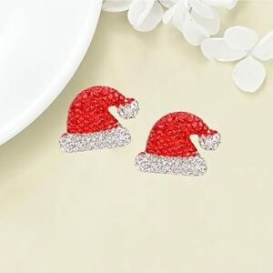 Santa Rhinestone Hat Christmas Stud Earrings